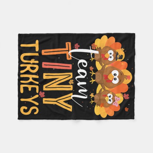 Team Tiny Turkeys Verpleegkundige Thanksgiving Her Fleece Deken (Voorkant (Horizontaal))