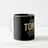 Team Tony Lifetime Lid Persoonlijke naam Tweekleurige Koffiemok (Voorkant links)