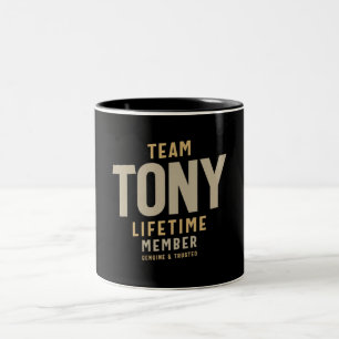 Team Tony Lifetime Lid Persoonlijke naam Tweekleurige Koffiemok