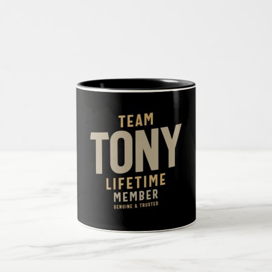 Team Tony Lifetime Lid Persoonlijke naam Tweekleurige Koffiemok (Center)