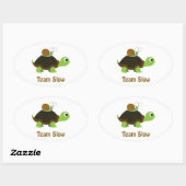 Team Trage Cute Cartoon Turtle and Snail Ovale Sticker (Vel)