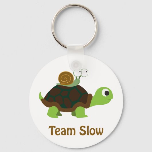 Team Trage Cute Cartoon Turtle and Snail Sleutelhanger (Voorkant)
