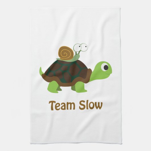 Team Trage Cute Cartoon Turtle and Snail Theedoek (Verticaal)