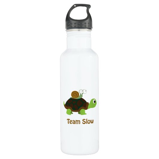 Team Trage Cute Cartoon Turtle and Snail Waterfles (Voorkant)