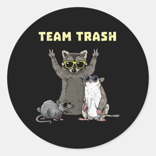 Team Trash Opossum Raccoon Rat Animals Garbage Gan Ronde Sticker (Voorkant)