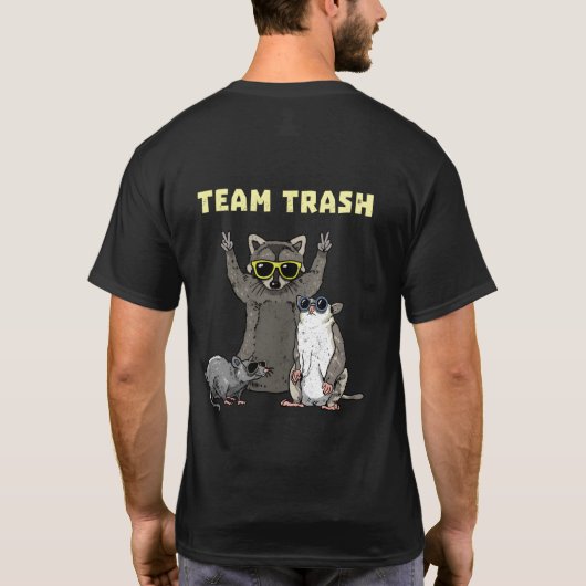 Team Trash Opossum Raccoon Rat Animals Garbage Gan T-shirt (Achterkant)