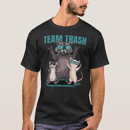 Team Trash Opossum Raccoon Rat Animals Garbage Gan T-shirt (Voorkant)