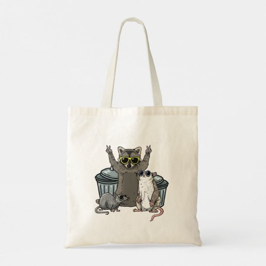 Team Trash Opossum Raccoon Rat, Funny Animals Garb Tote Bag (Achterkant)