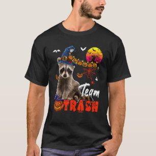 Team Trash Raccoon Halloween Witch Scary Pumpkins T-shirt
