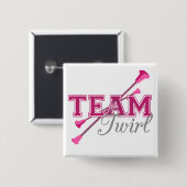 Team Twirl Baton Vierkante Button 5,1 Cm (Voorkant /achterkant)