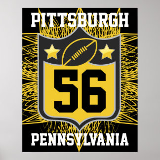 Team USA Sports Black en Gold Pittsburgh Football Poster