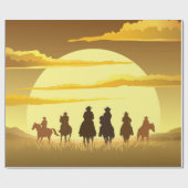 Team van cowboys silhouette galloping tegen een zo cadeaupapier (Vlak)