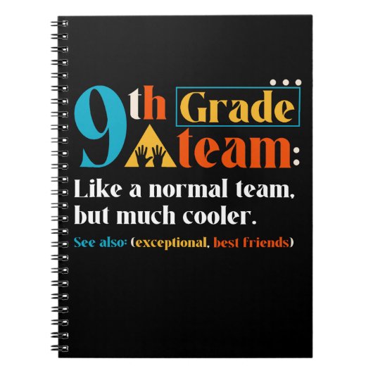 Team van de 9de graad als een normaal team maar ve notitieboek (Voorkant)