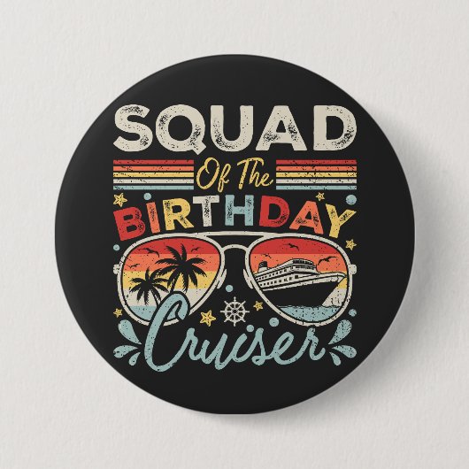 Team van de Verjaardag Cruiser Vakantie Ronde Button 7,6 Cm (Voorkant)