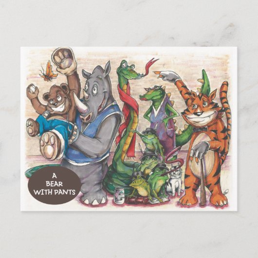Team van het boek "Een Beer met Pants" Briefkaart (Voorkant)