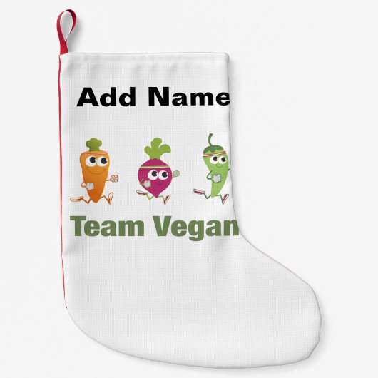 Team Vegan. Lopende Veggies Kleine Kerstsok (Voorkant)