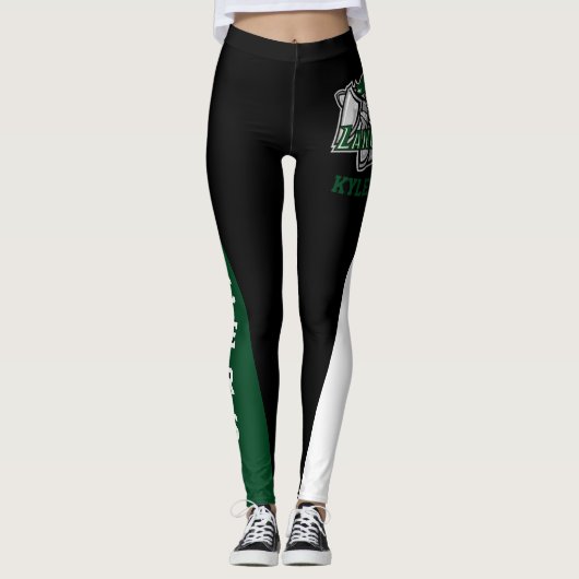 Team & ventilatorgroen/zwart/witmasker leggings (Voorkant)