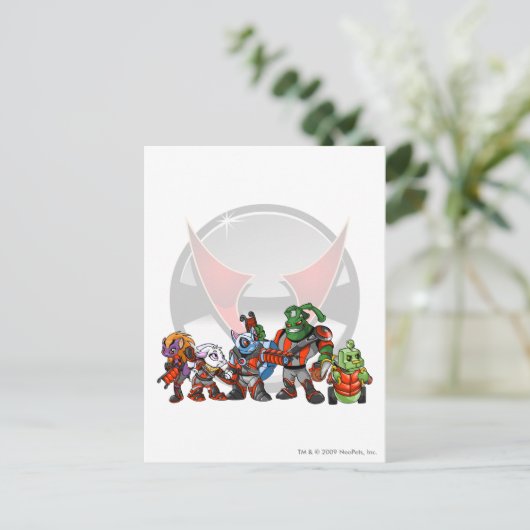 Team Virtupets Space Station Groep Briefkaart (Staand voorkant)