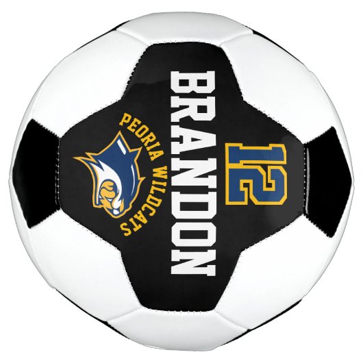 Team Voetbal Logo - Goud, Blauw en Wit (Gedraaid)
