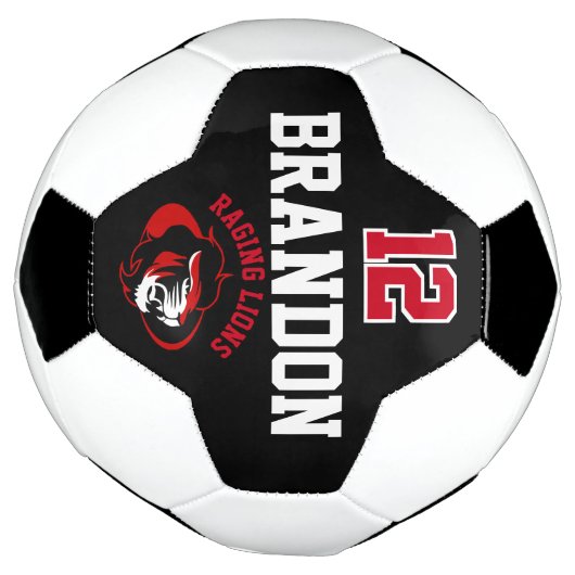 Team Voetbal Logo - Rood, zwart en wit (Gedraaid)