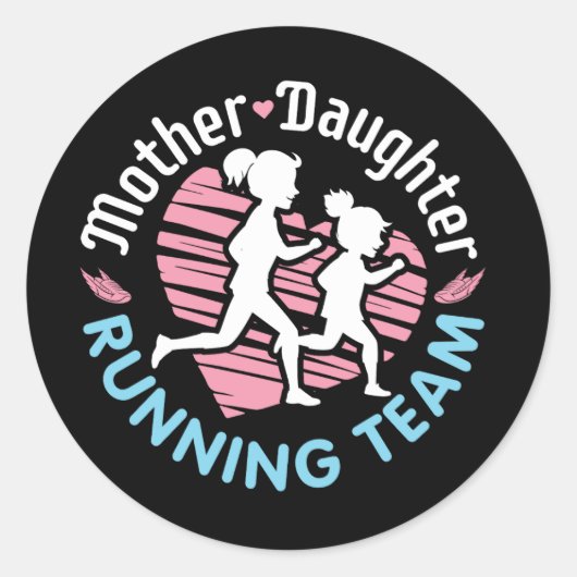 Team voor moeder dochter ronde sticker (Voorkant)