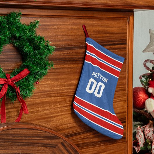 Team voor Royal Blue, Red & White Football Kleine Kerstsok