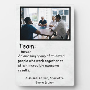 Team voor teamdefinitie en aangepast fototeam fotoplaat