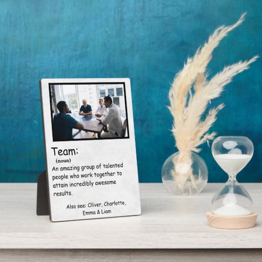 Team voor teamdefinitie en aangepast fototeam fotoplaat (Zijkant)