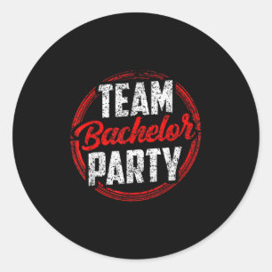 Team vrijgezellenfeest bruid bruidegom _2 ronde sticker