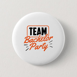 Team vrijgezellenfeest bruid bruidegom 3  ronde button 5,7 cm