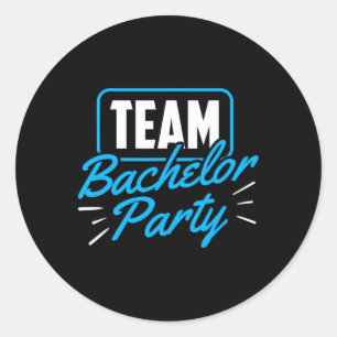 Team vrijgezellenfeest bruid bruidegom 5 ronde sticker