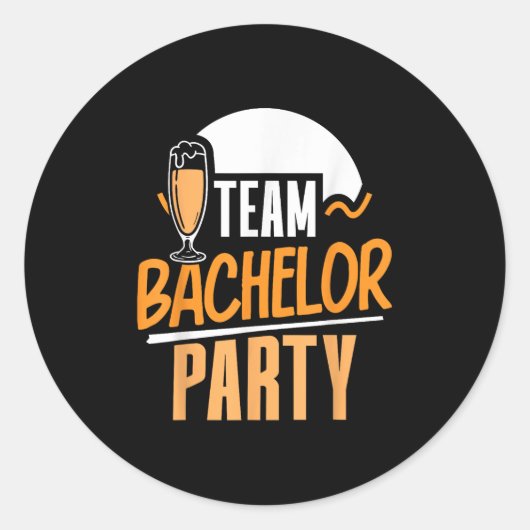 Team vrijgezellenfeest bruid bruidegom ronde sticker (Voorkant)