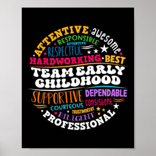 Team vroegkinderen Ece leraar terug naar school Ed Poster