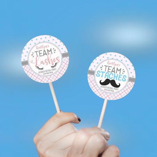"Team wimpers" Modern Gender Reveal Party Ronde Sticker