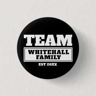 Team wit gepersonaliseerde familie- of teamknop ronde button 3,2 cm