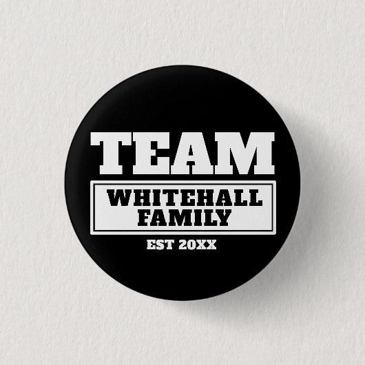 Team wit gepersonaliseerde familie- of teamknop ronde button 3,2 cm (Voorkant)