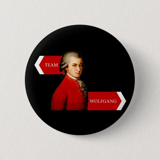 Team Wolfgang. Wolfgang Amadeus Mozart fan Ronde Button 5,7 Cm (Voorkant)