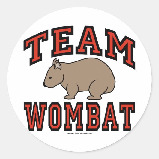 Team Wombat III Ronde Sticker (Voorkant)