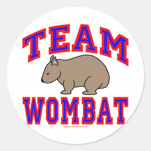 Team Wombat VI Ronde Sticker (Voorkant)