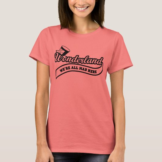 Team Wonderland:  Mad Hatter (zwart) T-shirt (Voorkant)