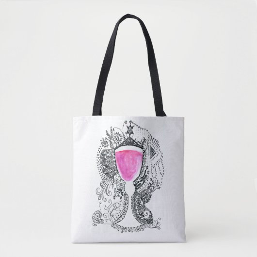Team Yalta Witte Roze en Zwarte Wijn Cup Tote Bag (Voorkant)