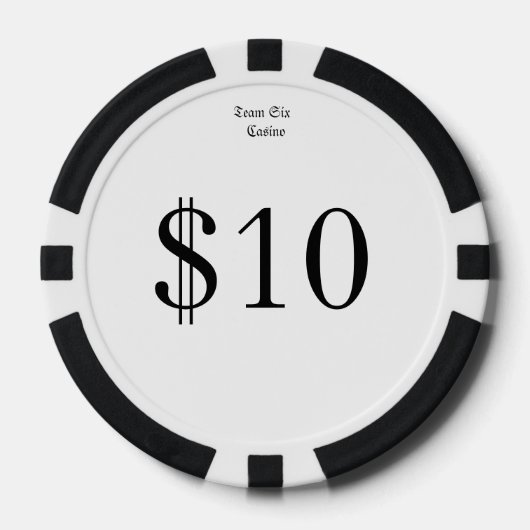 Team Zes (Grappig Casino Geld) $10 Casino munt Poker Chips (Voorkant)