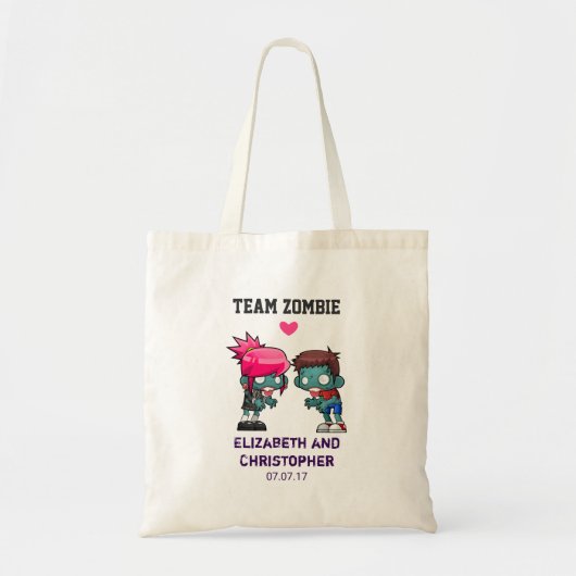 Team Zombie Cute Zombie Couple Weddenschap Tote Bag (Voorkant)