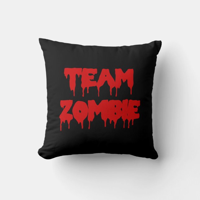 Team Zombie Rode Bloed op Zwart Kussen (Voorkant)