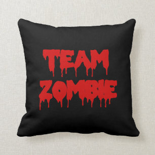 Team Zombie Rode Bloed op Zwart Kussen