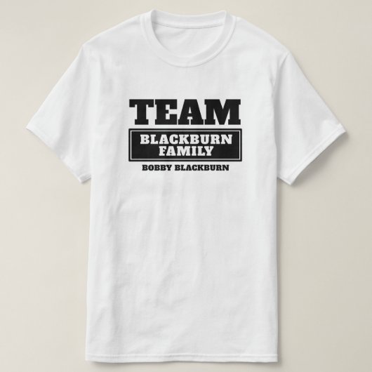 Team zwart gepersonaliseerd familie of groep T-shi T-shirt (Design voorkant)