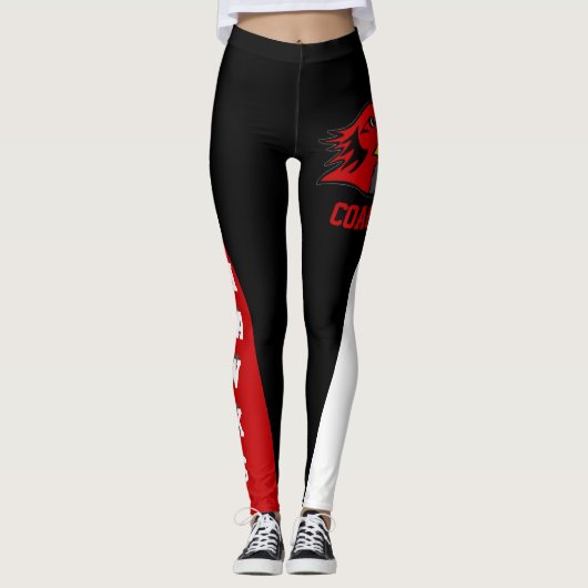 Team & zwart/rood/witmasker leggings (Voorkant)