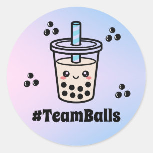 #TeamBallen Geen Ballen Bubble Tea Boba Geslacht R Ronde Sticker