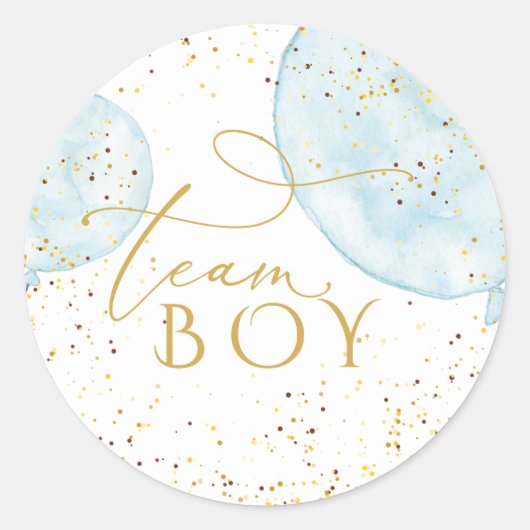 Teamblauw Balloons Gender onthulling Ronde Sticker (Voorkant)
