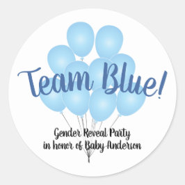 Teamblauw Balloons Geslacht Witte Partij Ronde Sticker